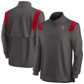 Tampa Bay Buccaneers Sideline Coach Chevron Lockup Quarter-Zip Long Sleeve Top - Pewter - Nike