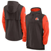 Cleveland Browns Sideline Player Quarter-Zip Hoodie - Brown/Orange - Nike