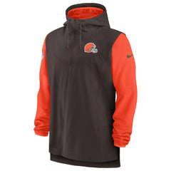 Cleveland Browns Sideline Player Quarter-Zip Hoodie - Brown/Orange - Nike