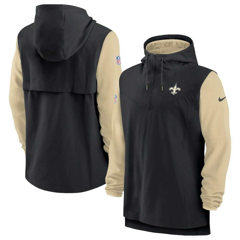 New Orleans Saints Sideline Player Quarter-Zip Hoodie - Black/Gold - Nike