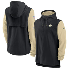 New Orleans Saints Sideline Player Quarter-Zip Hoodie - Black/Gold - Nike