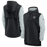 Las Vegas Raiders Sideline Player Quarter-Zip Hoodie Jacket - Black/Silver - Nike