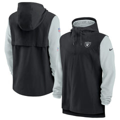 Las Vegas Raiders Sideline Player Quarter-Zip Hoodie Jacket - Black/Silver - Nike