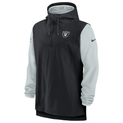 Las Vegas Raiders Sideline Player Quarter-Zip Hoodie Jacket - Black/Silver - Nike
