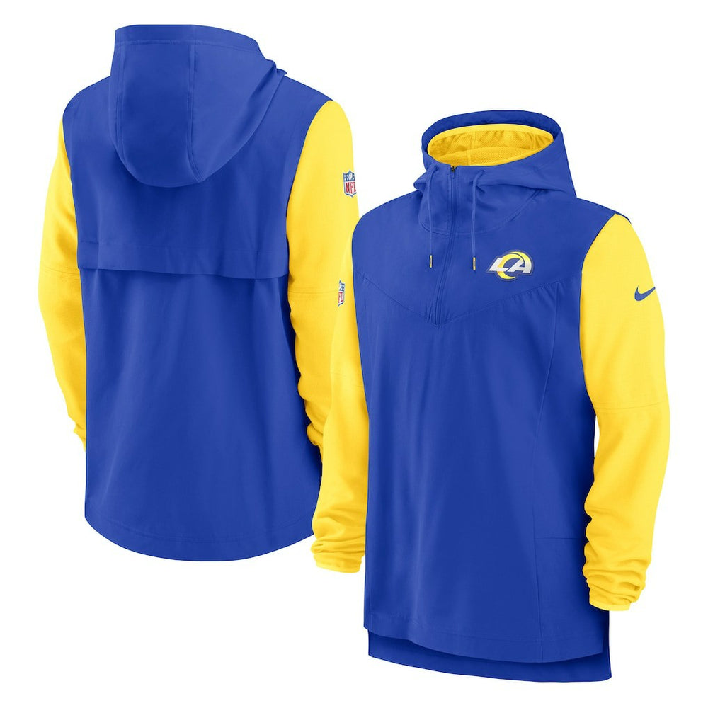 Los Angeles Rams Sideline Player Quarter-Zip Hoodie Jacket - Royal/Gold - Nike
