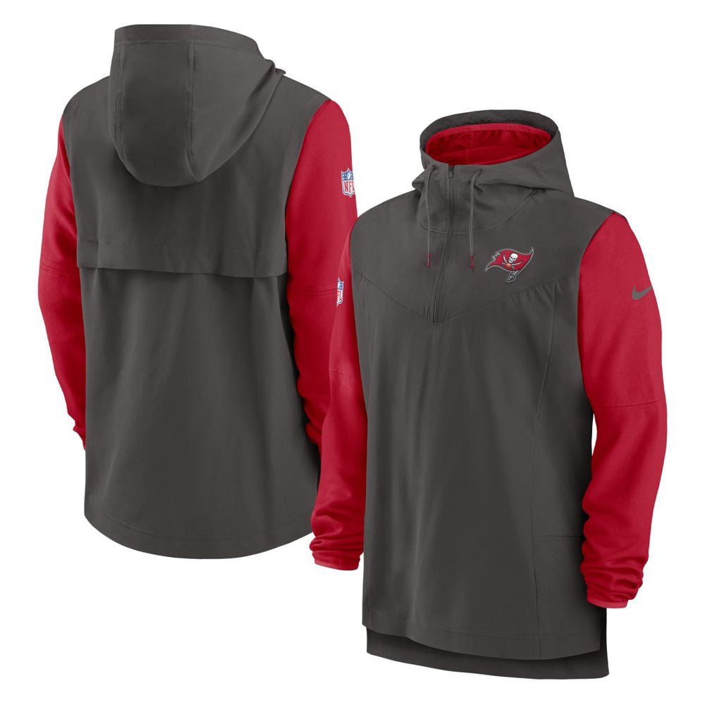 Tampa Bay Buccaneers Sideline Player Quarter-Zip Hoodie - Pewter/Red - Nike