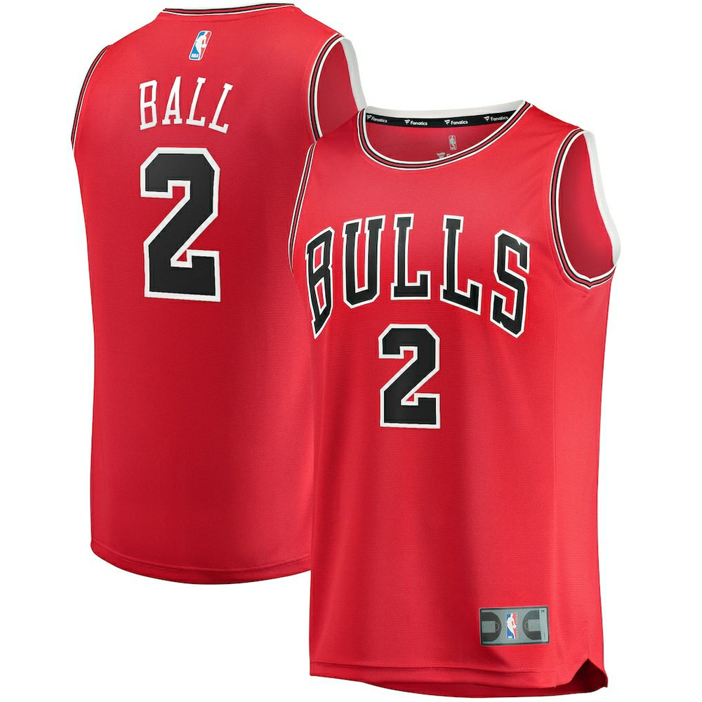 Fanatics Lonzo Ball Chicago Bulls Youth Fast Break Road Replica Jersey Icon Editi- Red
