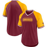 Washington Commanders Second Wind Raglan V-Neck T-Shirt - Burgundy/Gold - Fanatics