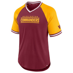 Washington Commanders Second Wind Raglan V-Neck T-Shirt - Burgundy/Gold - Fanatics