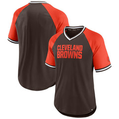 Cleveland Browns Second Wind Raglan V-Neck T-Shirt - Brown/Orange - Fanatics