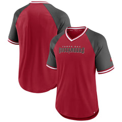 Tampa Bay Buccaneers Second Wind Raglan V-Neck T-Shirt - Red/Pewter - Fanatics