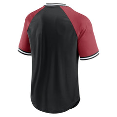 Arizona Cardinals Second Wind Raglan V-Neck T-Shirt - Black/Cardinal - Fanatics
