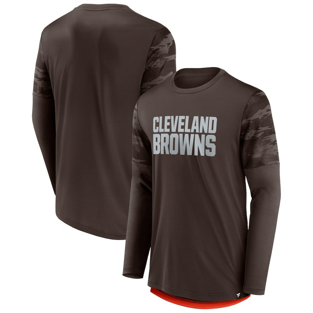 Cleveland Browns Square Off Long Sleeve T-Shirt - Brown/Orange - Fanatics