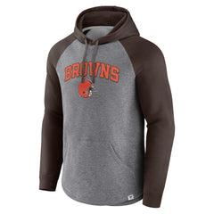 Cleveland Browns By Design Raglan Pullover Hoodie - Heathered Gray/Brown - Fanatics