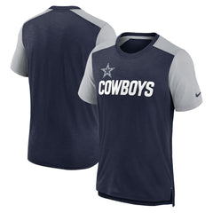 Dallas Cowboys Color Block Team Name T-Shirt - Heathered Navy/Heathered Gray - Nike