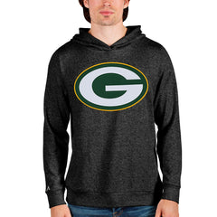 Green Bay Packers Antigua Team Absolute Pullover Hoodie - Heathered Black - NFL