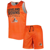 Cleveland Browns FOCO Colorblock Mesh V-Neck & Shorts Set - Orange - NFL