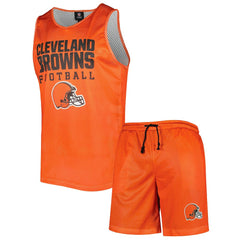 Cleveland Browns FOCO Colorblock Mesh V-Neck & Shorts Set - Orange - NFL