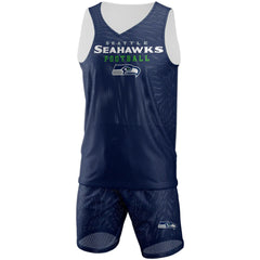 Seattle Seahawks FOCO Colorblock Mesh V-Neck & Shorts Set - College Navy - NFL