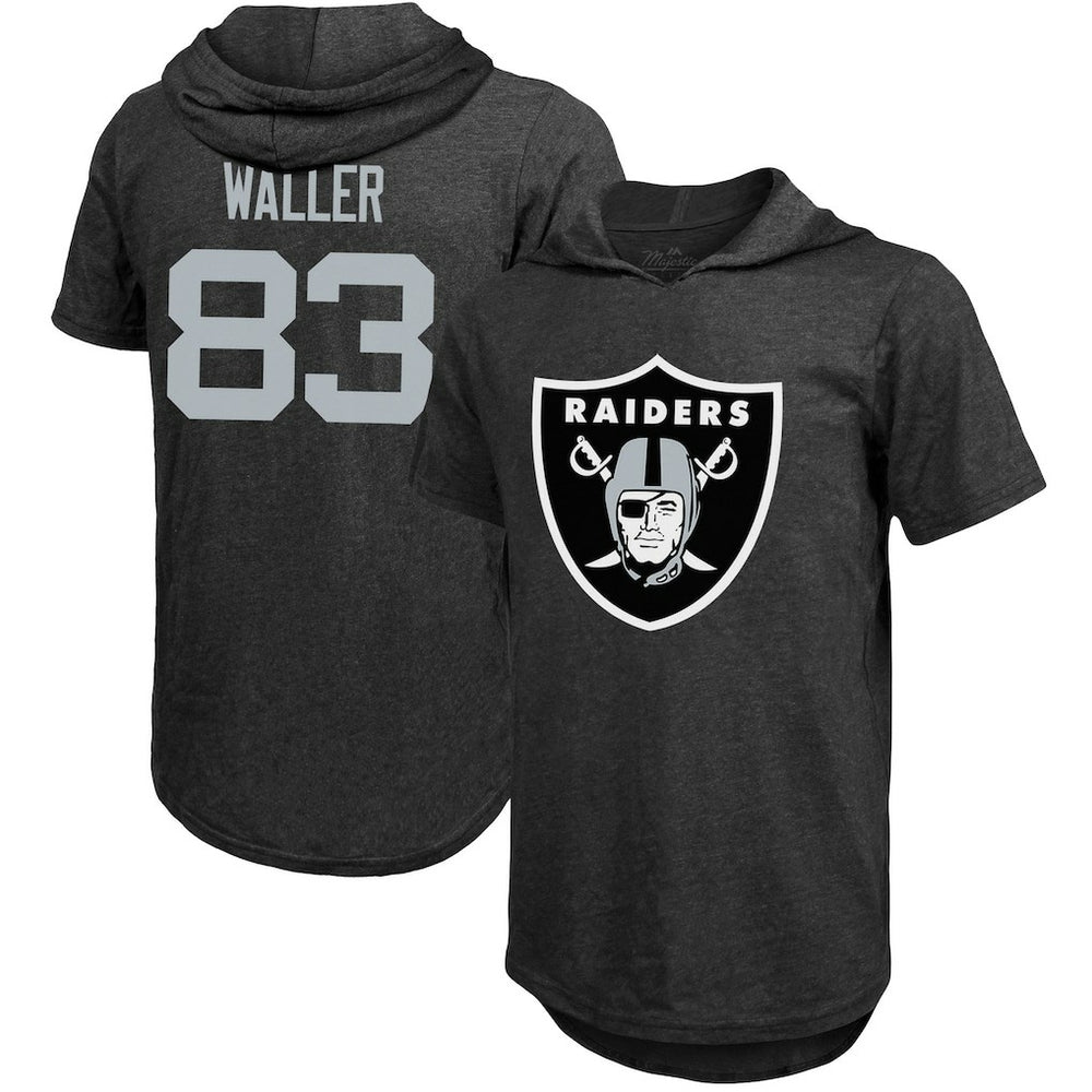 Darren Waller Las Vegas Raiders Majestic Threads Player Name & Number Tri-Blend Hoodie T-Shirt - Black - NFL