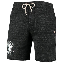 Brooklyn Nets Homage Primary Logo Tri-Blend Sweat Shorts Charcoal