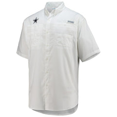 Dallas Cowboys Tamiami Omni-Shade Button-Down Short Sleeve Shirt - White - Columbia