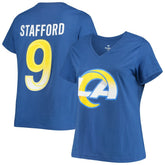 Matthew Stafford Los Angeles Rams Women's Plus Size Player Name & Number V-Neck T-Shirt - Royal - Fanatics