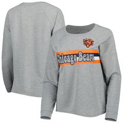 Chicago Bears Juniors All Striped Up Raglan Long Sleeve T-Shirt - Heathered Gray - NFL