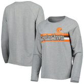 Cleveland Browns Juniors All Striped Up Raglan Long Sleeve T-Shirt - Heathered Gray - NFL