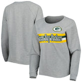 Green Bay Packers Juniors All Striped Up Raglan Long Sleeve T-Shirt - Heathered Gray - NFL