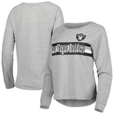 Las Vegas Raiders Juniors All Striped Up Raglan Long Sleeve T-Shirt - Heathered Gray - NFL