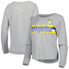 Los Angeles Rams Juniors All Striped Up Raglan Long Sleeve T-Shirt - Heathered Gray - NFL