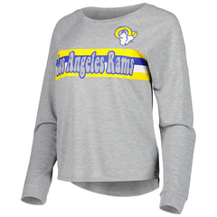 Los Angeles Rams Juniors All Striped Up Raglan Long Sleeve T-Shirt - Heathered Gray - NFL