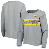 Minnesota Vikings Juniors All Striped Up Raglan Long Sleeve T-Shirt - Heathered Gray - NFL