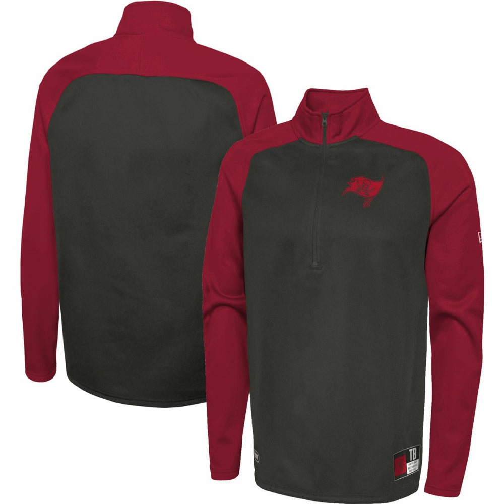 Tampa Bay Buccaneers New Era Combine Authentic O-Line Raglan Half-Zip Jacket - Black - NFL