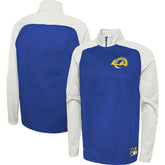 Los Angeles Rams New Era Combine Authentic O-Line Raglan Half-Zip Jacket - Royal - NFL