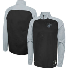Las Vegas Raiders New Era Combine Authentic O-Line Raglan Half-Zip Jacket - Black - NFL