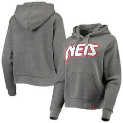 Brooklyn Nets Sportiqe Women's Moments Mixtape Ava Tri-Blend Pullover Hoodie Heathered Gray