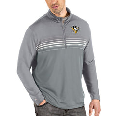 Pittsburgh Penguins Antigua Pace Quarter-Zip Pullover Top - Gray | NHL Clearance
