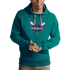 Charlotte Hornets Antigua Logo Victory Pullover Hoodie Teal