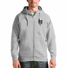 Sacramento Kings Antigua Logo Victory Full-Zip Hoodie Heathered Gray