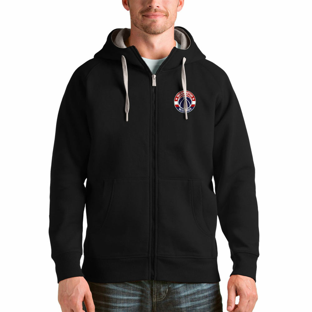 Washington Wizards Antigua Logo Victory Full-Zip Hoodie Black