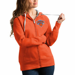 New York Knicks Antigua Women's Victory Full-Zip Hoodie Orange