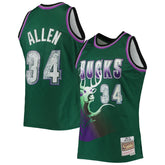 Mitchell & Ness Ray Allen Milwaukee Bucks 1996/97 Hardwood Classics NBA 75th Anniversary Diamond Swingman Jersey Green