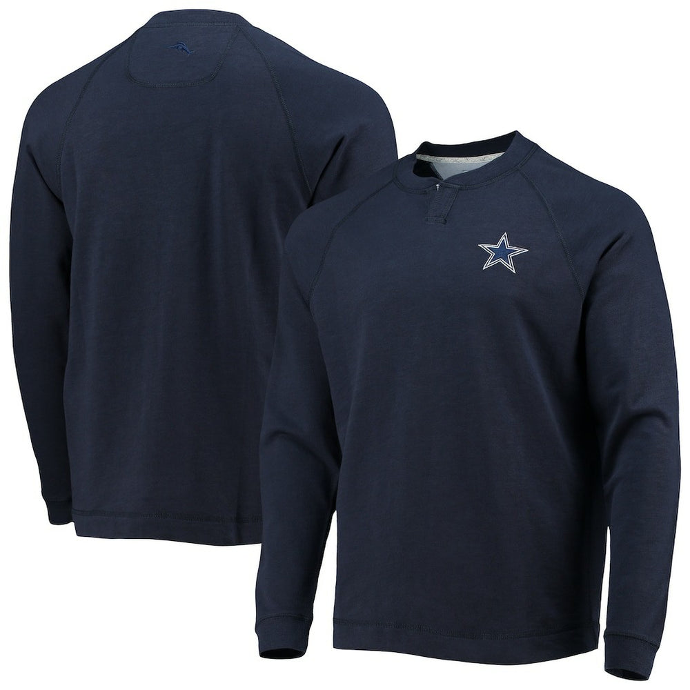 Dallas Cowboys Sunset Slub Raglan Henley Long Sleeve T-Shirt - Navy - Tommy Bahama