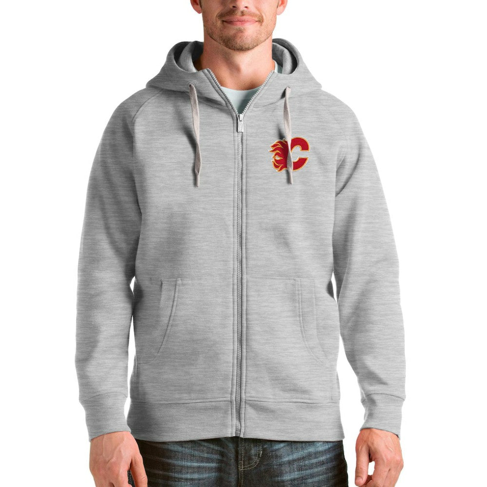 Calgary Flames Antigua Logo Victory Full-Zip Hoodie - Heathered Gray | NHL on sale