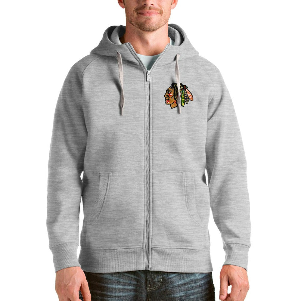 Chicago Blackhawks Antigua Logo Victory Full-Zip Hoodie - Heathered Gray | NHL online