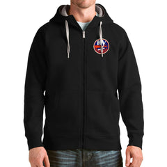 New York Islanders Antigua Logo Victory Full-Zip Hoodie - Black | NHL Clearance