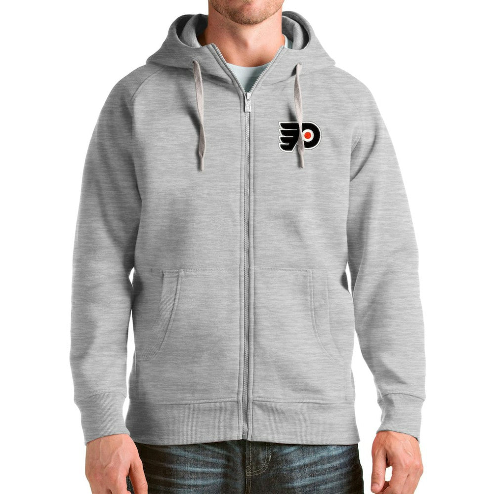 Philadelphia Flyers Antigua Logo Victory Full-Zip Hoodie - Heathered Gray | NHL Lifestyle