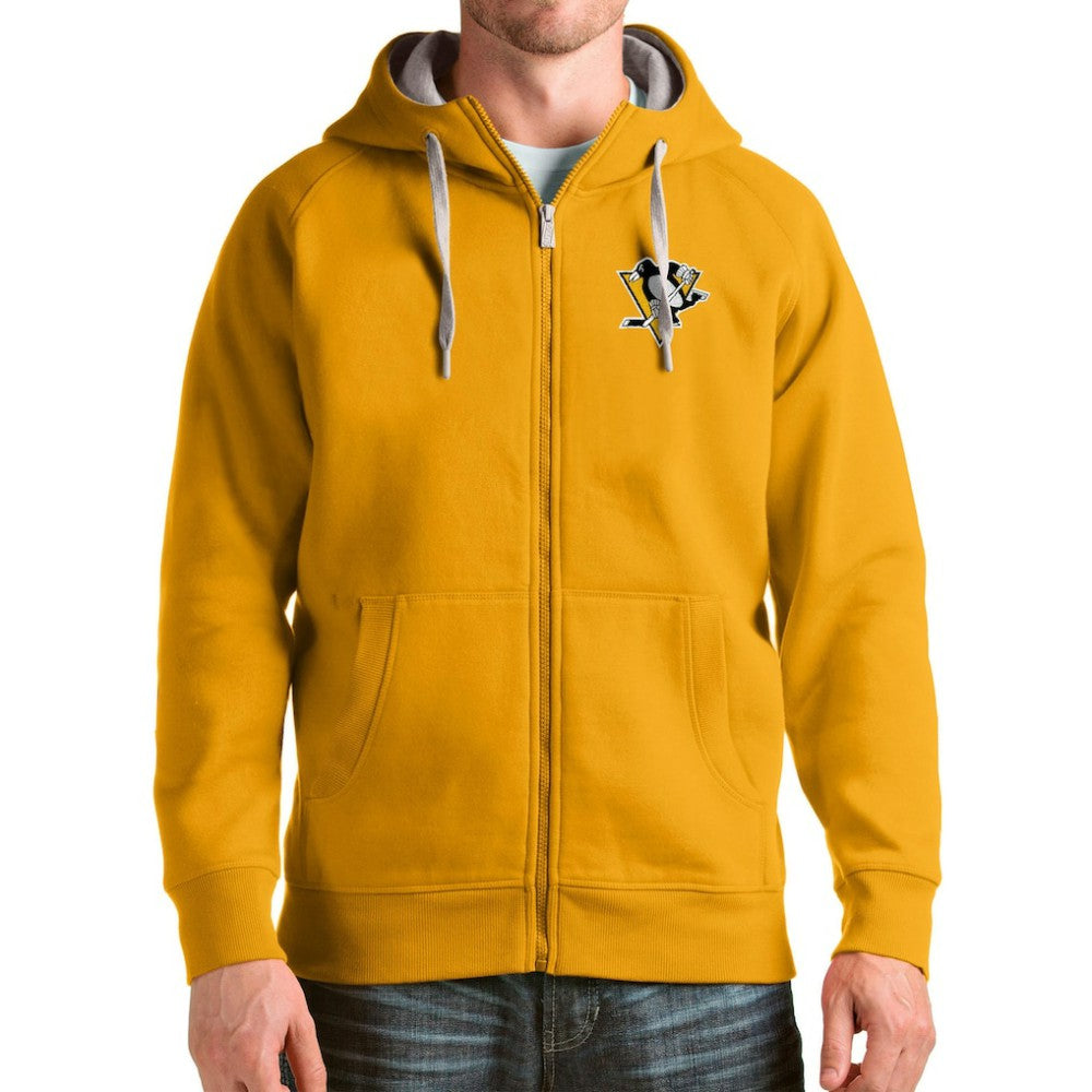 Pittsburgh Penguins Antigua Logo Victory Full-Zip Hoodie - Gold | NHL near me